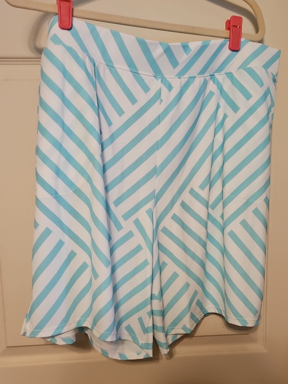 Athletic Women's Aqua & White Striped Shorts